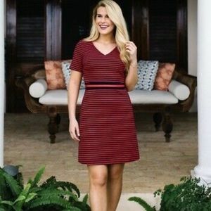 Draper James Red & Navy Stripe V-neck Dress